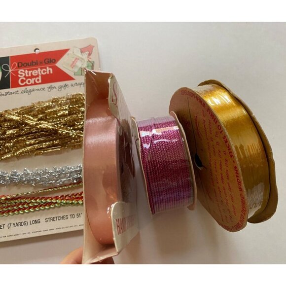 Christmas Ribbon Lot Doubl glo Tie Tie Tinsel Cord Made in USA Sasheen - Picture 2 of 7